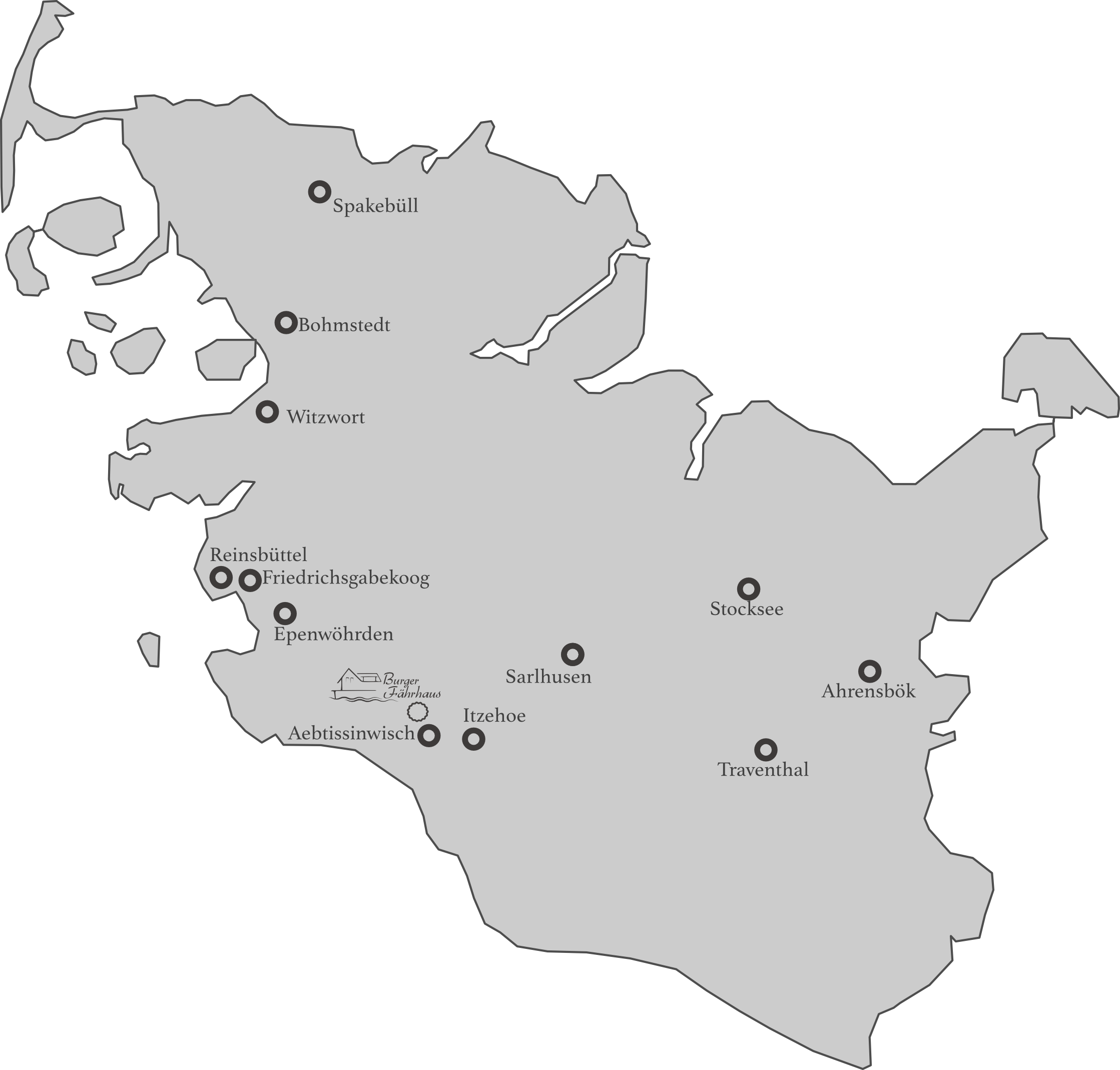 Standorte der Lieferanten des Burger Fährhaus eingezeichnet